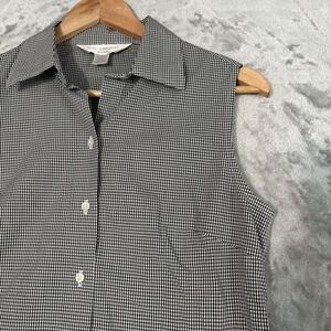 Petite Sophisticate Gingham Blouse Women’s Small Fitted Sleeveless Button Up Top